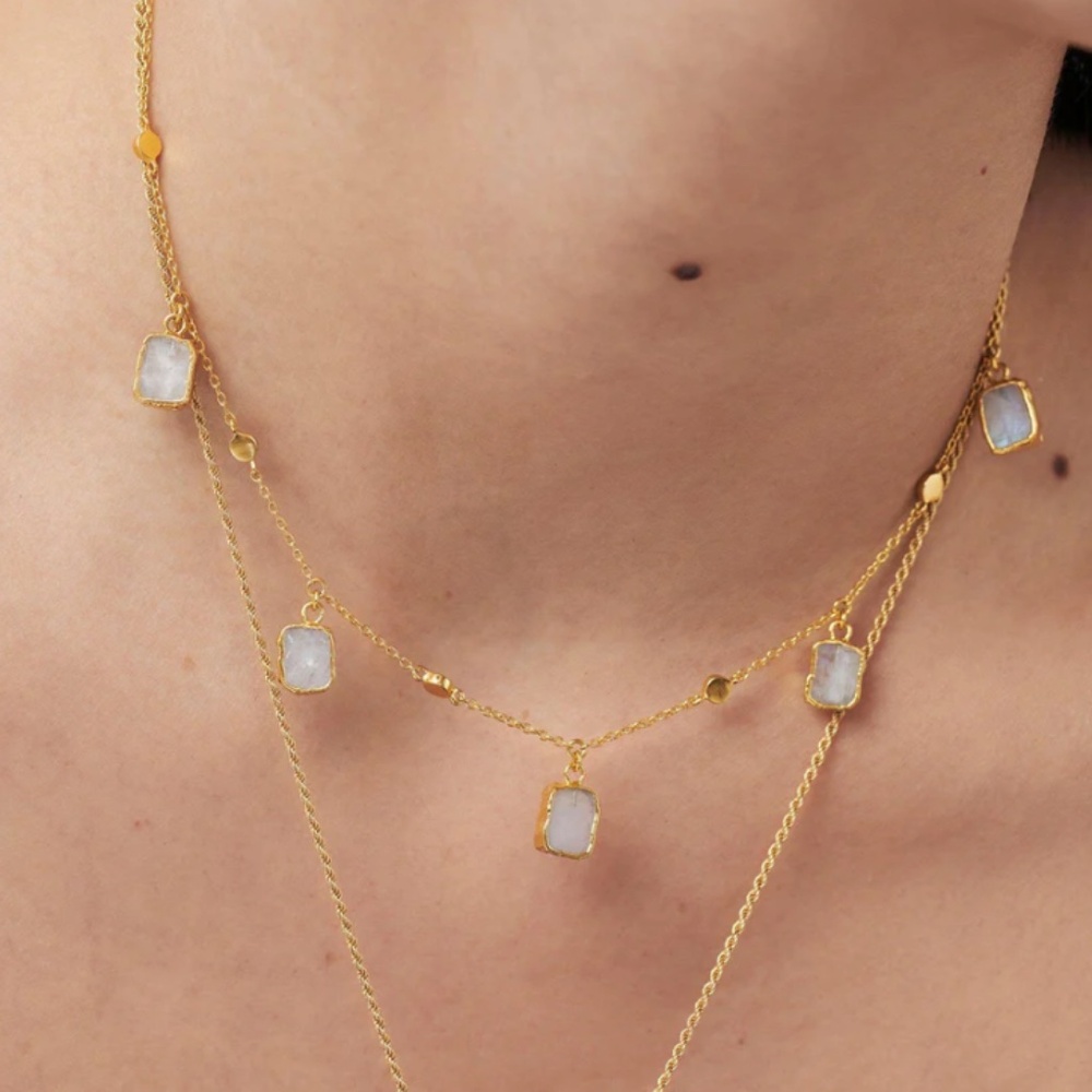 NEW Missoma Gold + Moonstone Charm Choker Necklace